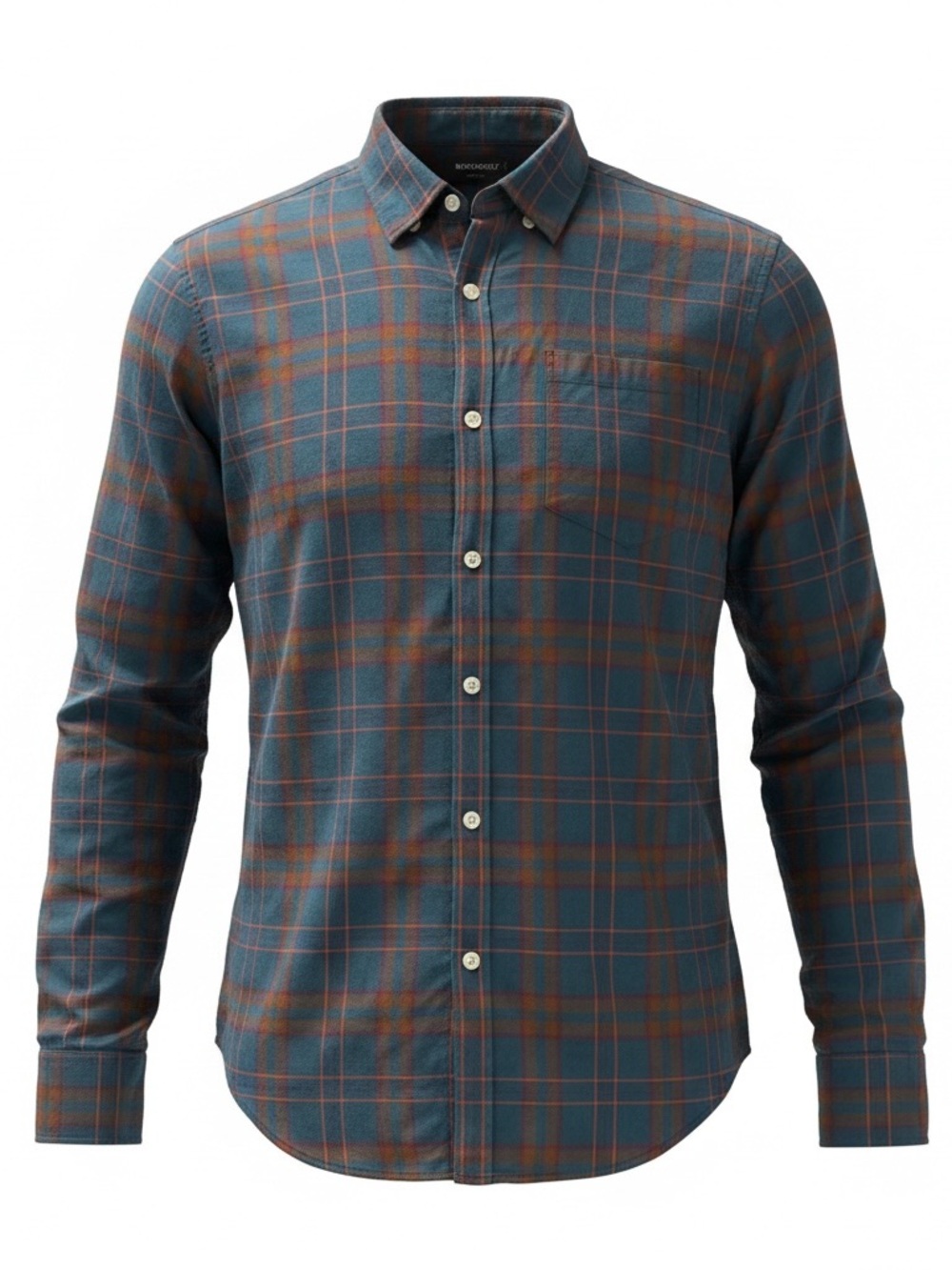 Bonobos Teal and Rust Plaid Button-Down Shirt